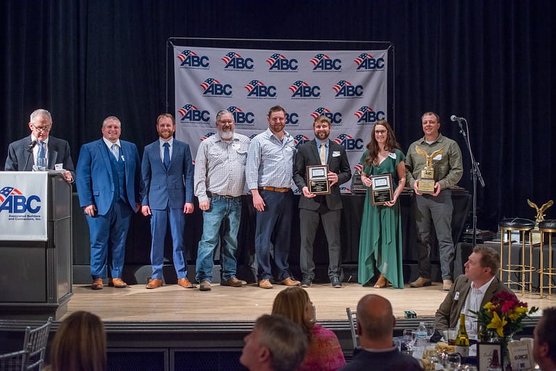 People from Knobelsdorf standing on stage with Top Eagle Award
